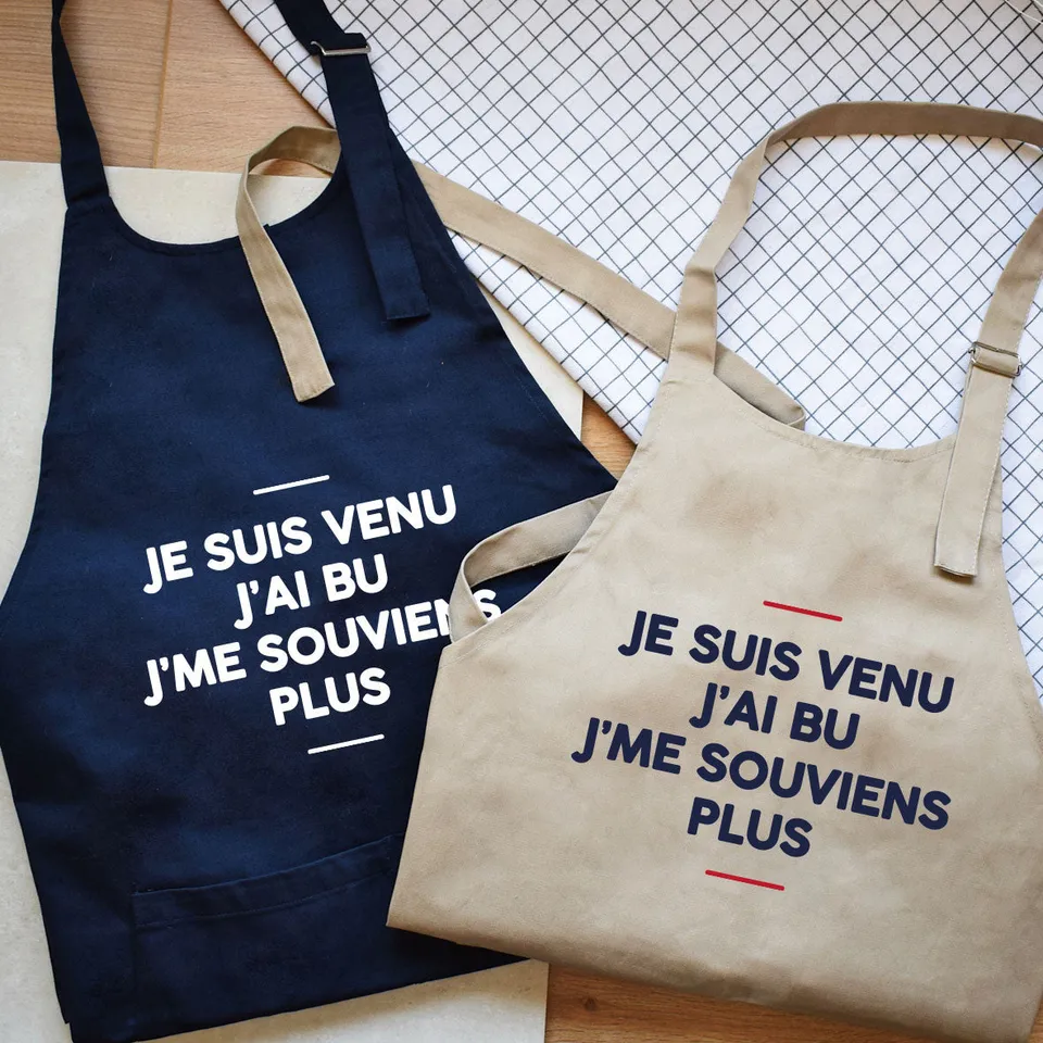 Juste Un T-shirt Tabliers Je me souviens plus tablier bleu marine