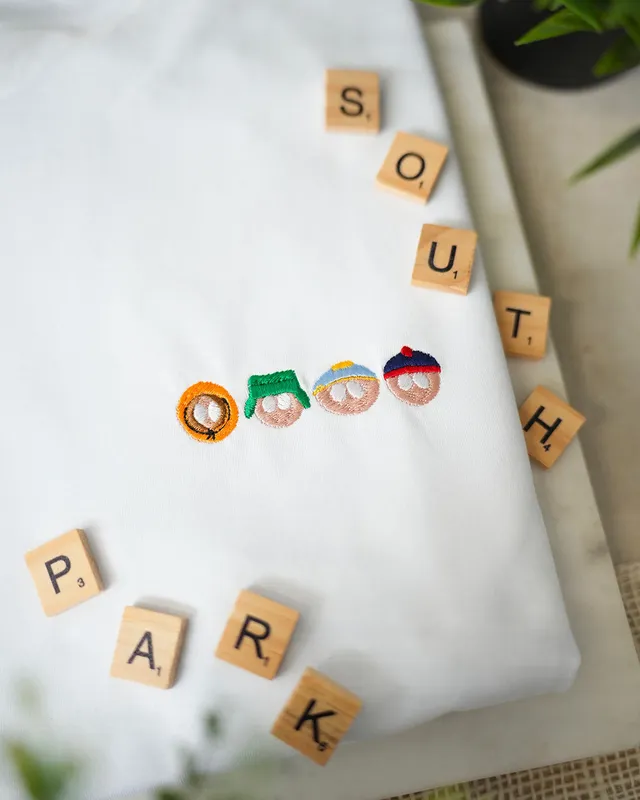 Juste Un T-shirt T-shirts Brodés Cartman T-shirt blanc coton bio