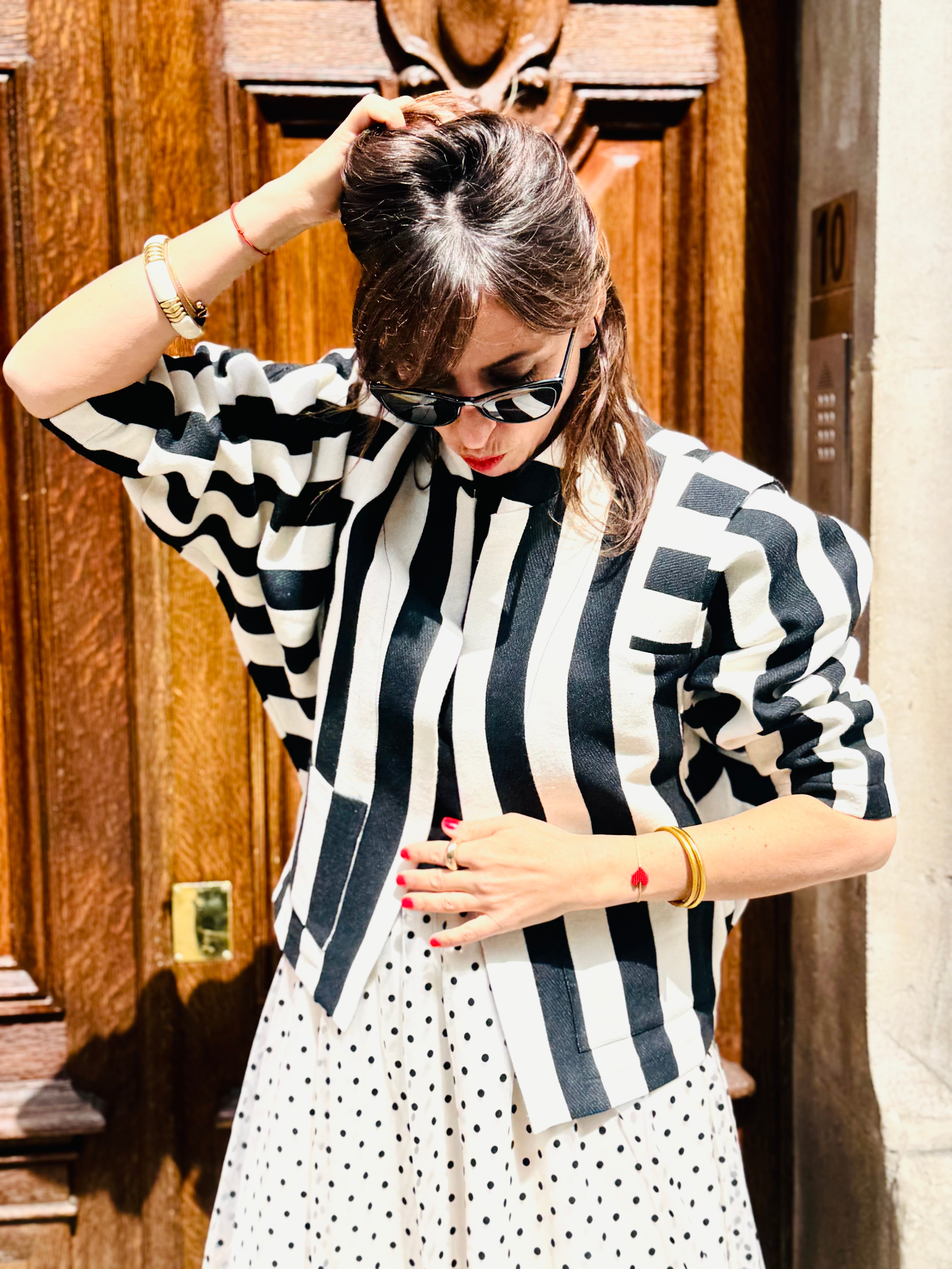 PANTRUCHE Vestes STRIPE veste rayée noir et blanc en coton