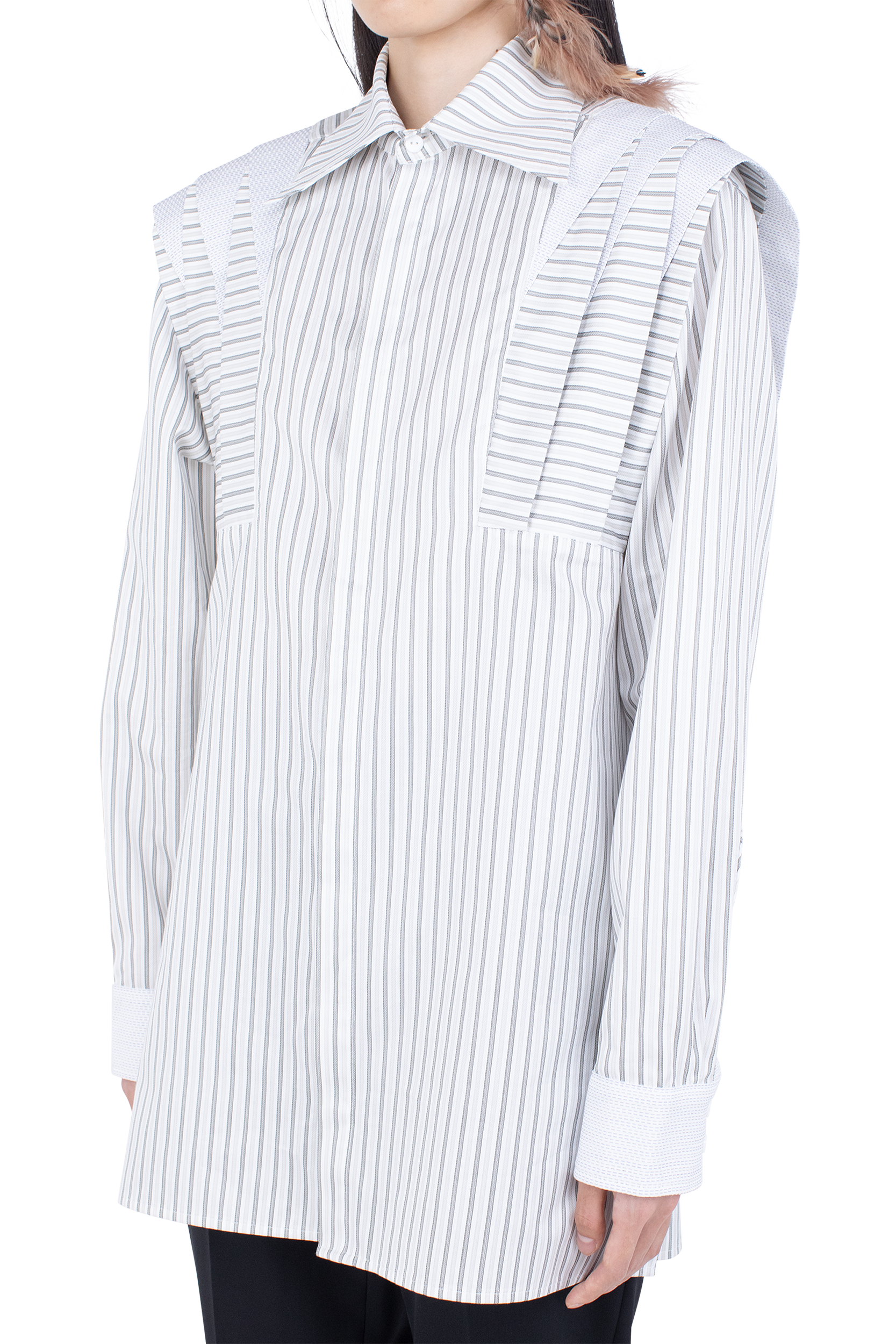 Kiko Kostadinov Shirts HERMEN Shirt chemise Khaki & Beige / White & Navy en coton