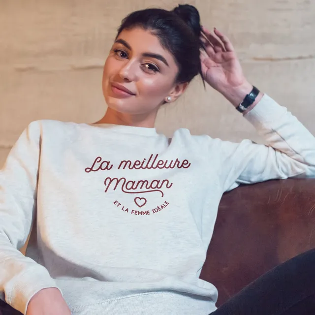 Juste Un T-shirt Sweats Imprimés La meilleure maman sweat gris chiné