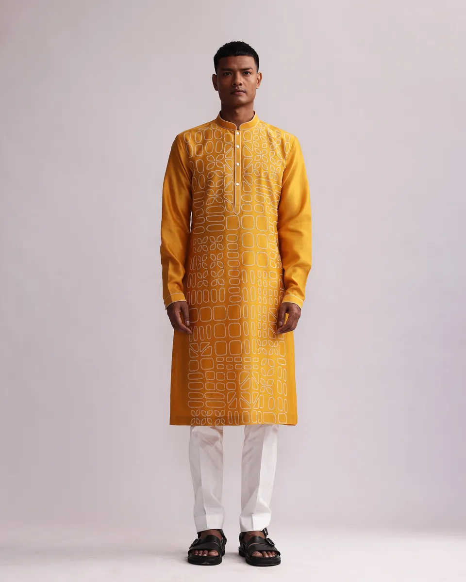 COUNTRYMADE Kurtas SHADOW BLOCK KURTA SET kurta chanderi brodé