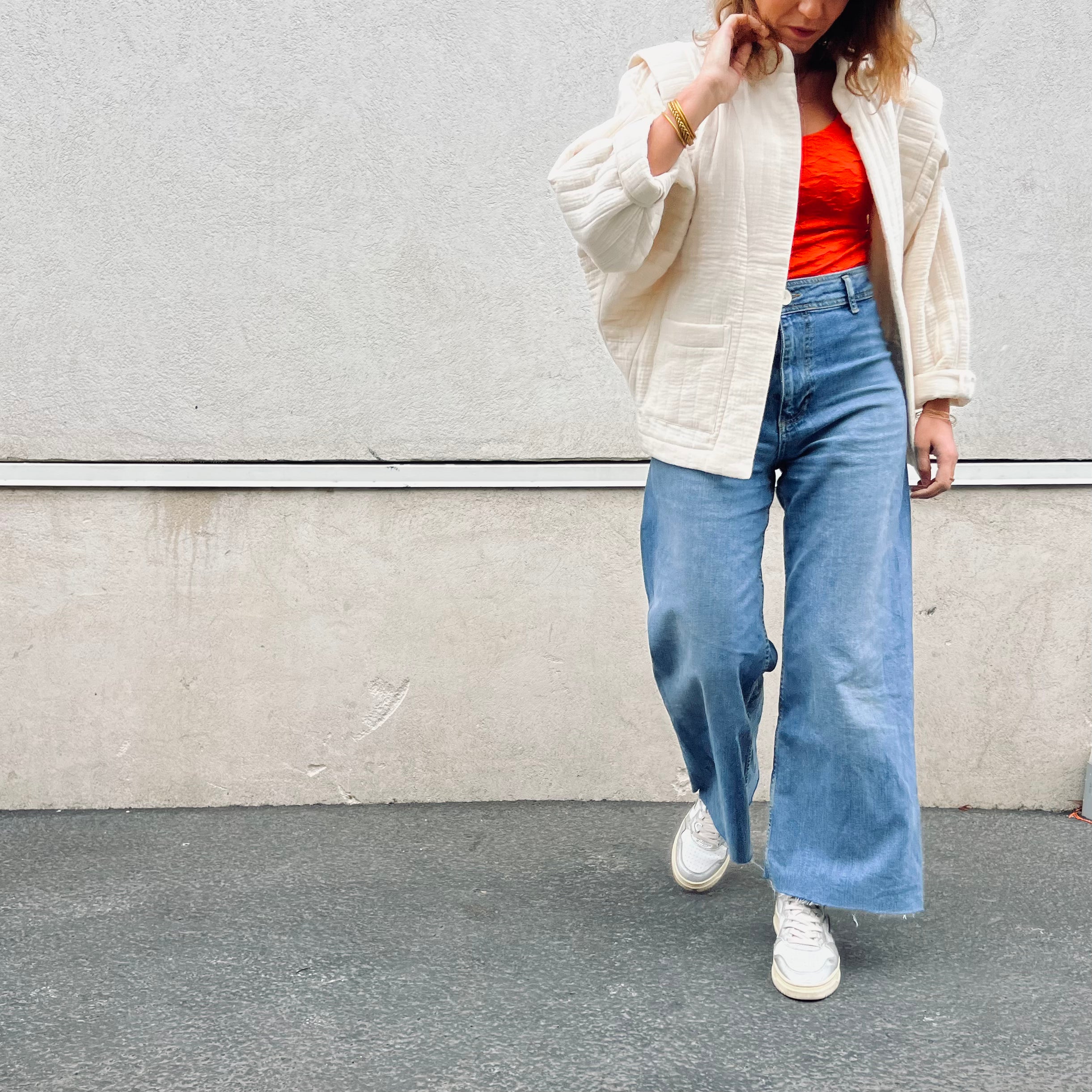 PANTRUCHE Vestes ISADORA veste crème en gaze de coton