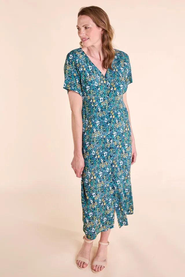 Sourire Multicolore Robes Neptune robe midi bleue et verte en viscose