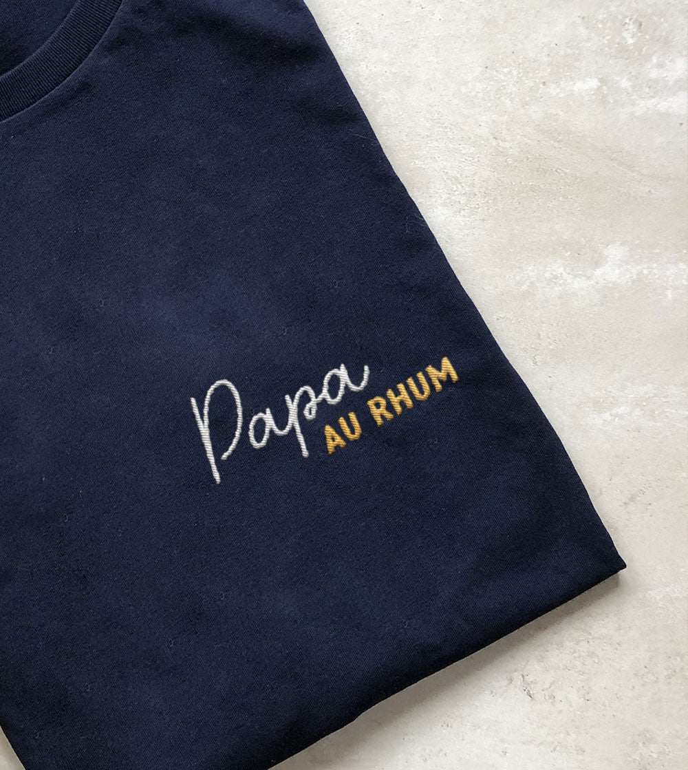 Juste Un T-shirt T-shirts Brodés T-shirt brodé Papa au Rhum pour homme