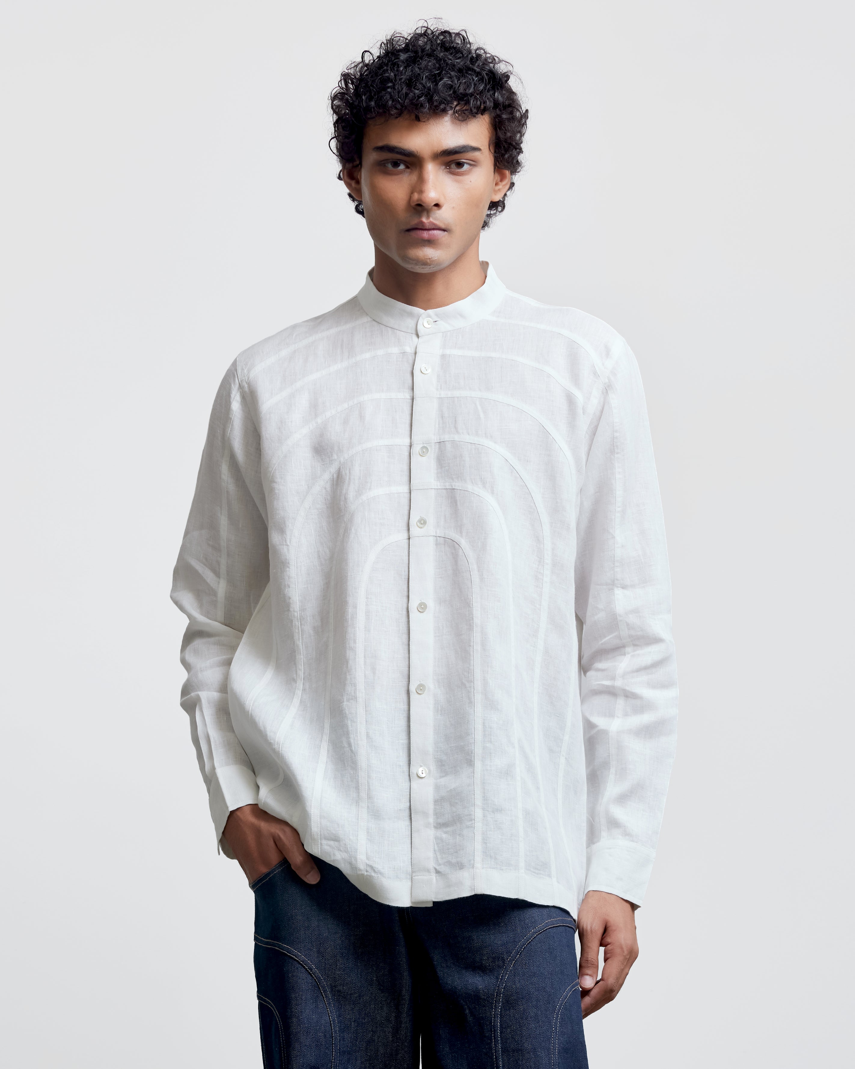COUNTRYMADE Shirts ARCH ECHO PANEL SHIRT en lin à panneau appliqué