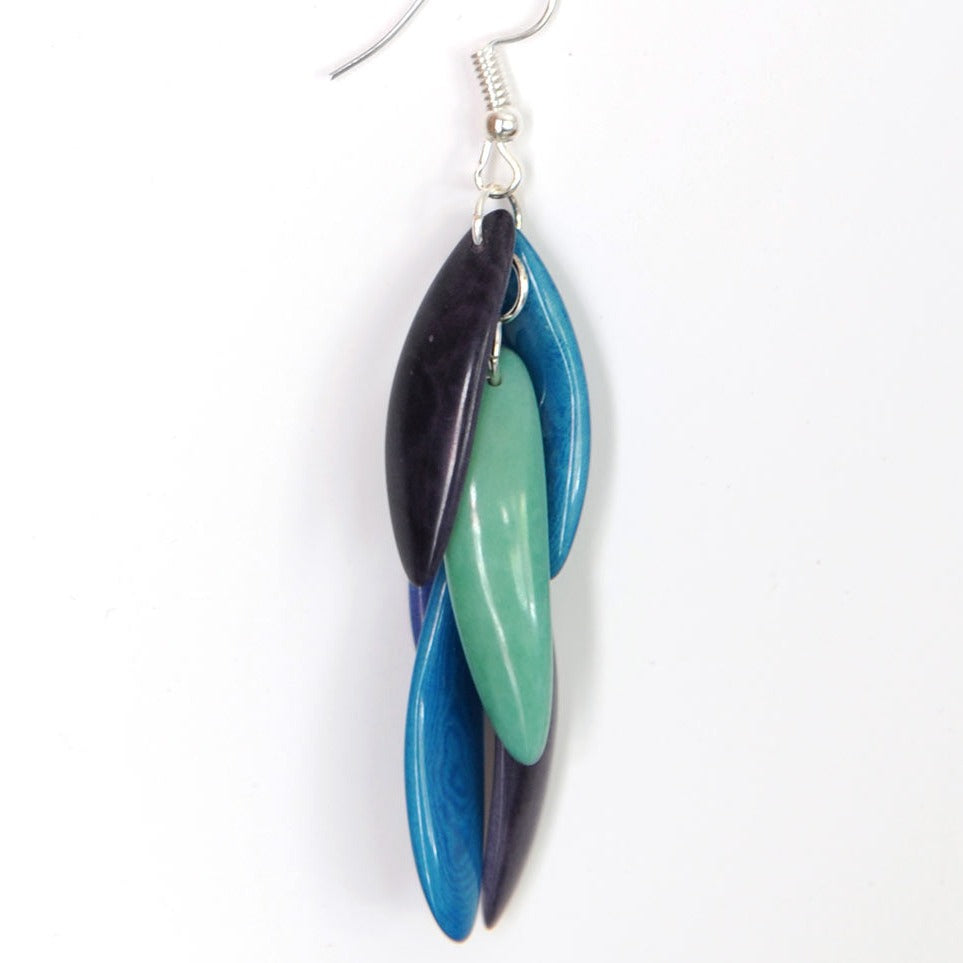 Boucles d'oreilles Pluma boucles tonalité verte en ivoire végétal