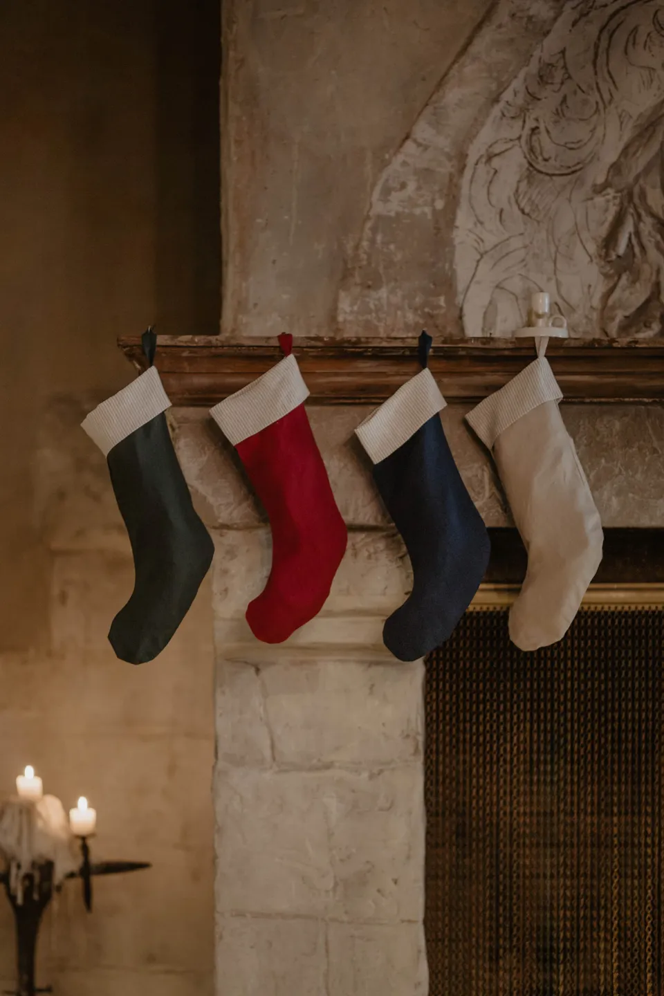 Laumë linen Christmas Linen bas de Noël Oatmeal en lin