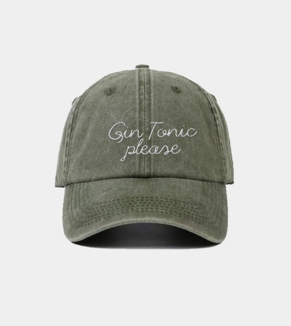 Juste Un T-shirt Casquettes Gin Tonic Please casquette brodée rouge vintage