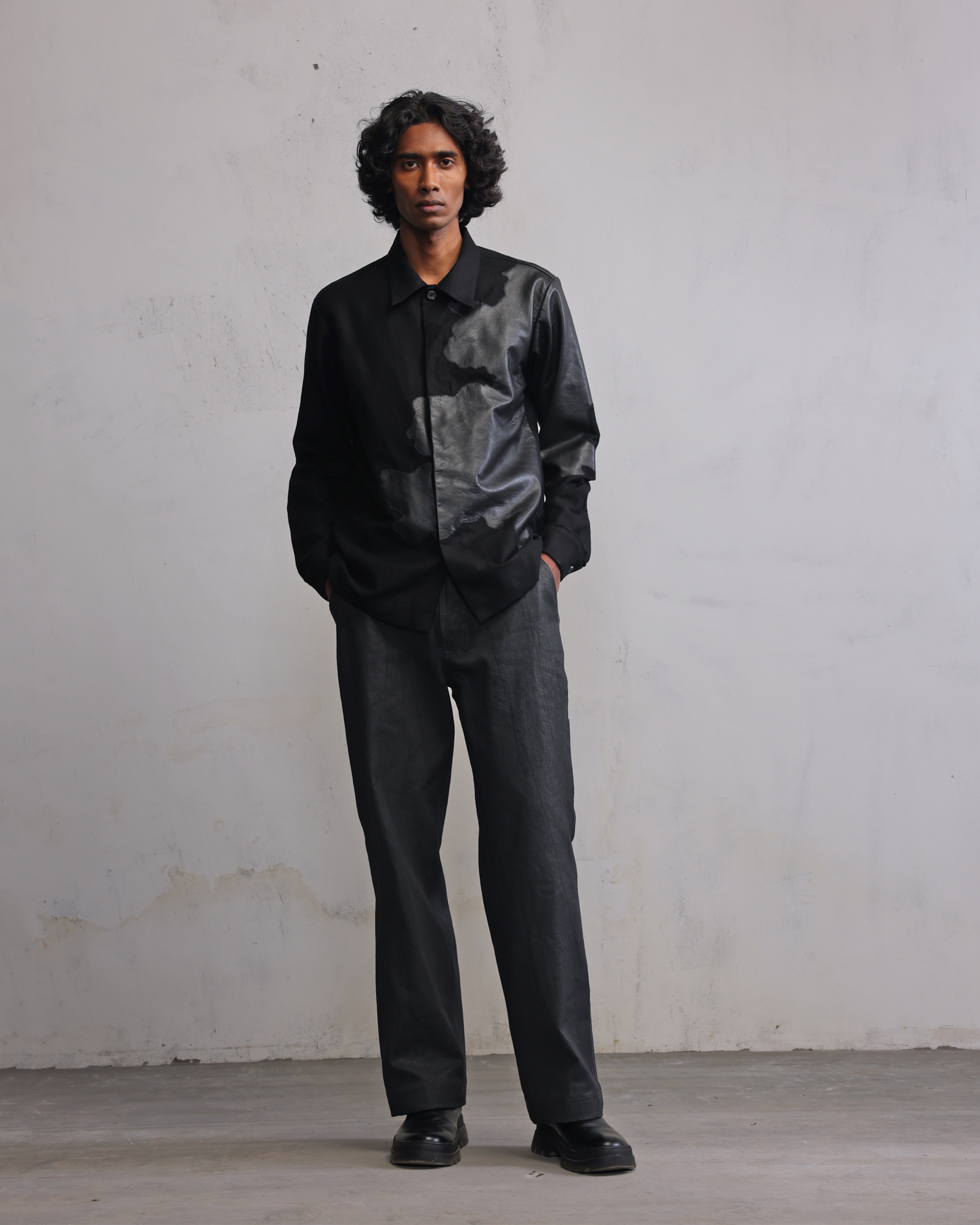 COUNTRYMADE Shirts Tattered Terrain Leather patch shirt chemise lin cuir