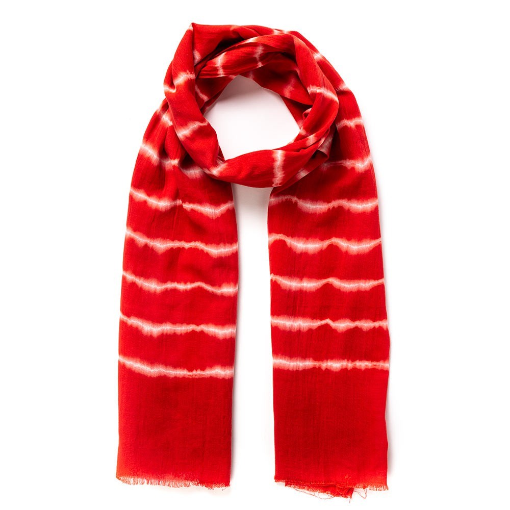 Sourire Multicolore Foulards et Echarpes Foulard rouge tie and dye en coton bio