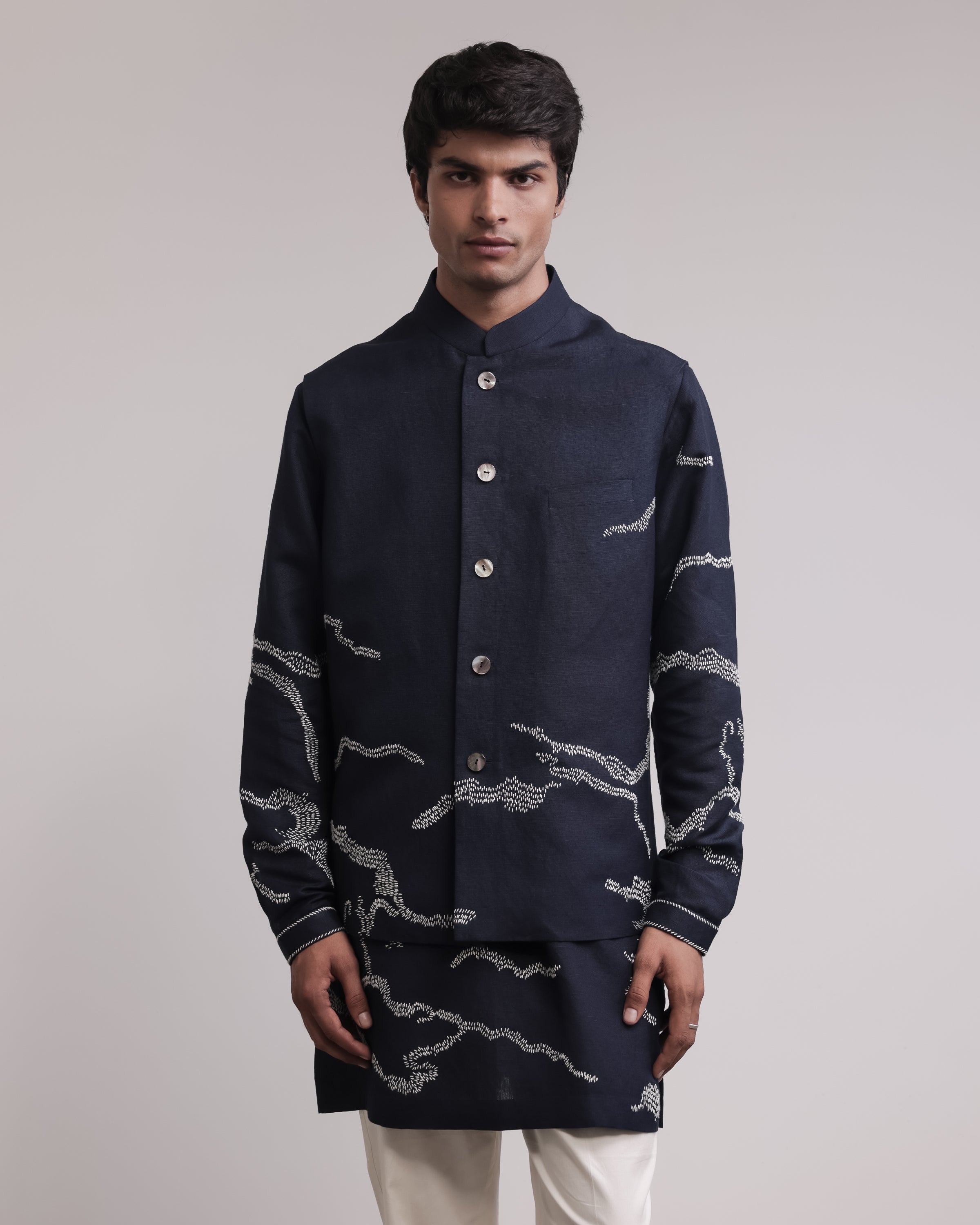 COUNTRYMADE Nehru Jackets Trail Marker Bundi Set ensemble bundi kurta brodé