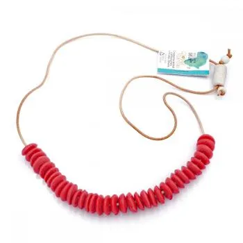 Sourire Multicolore Colliers Freestyle collier en verre recyclé turquoise et rouge