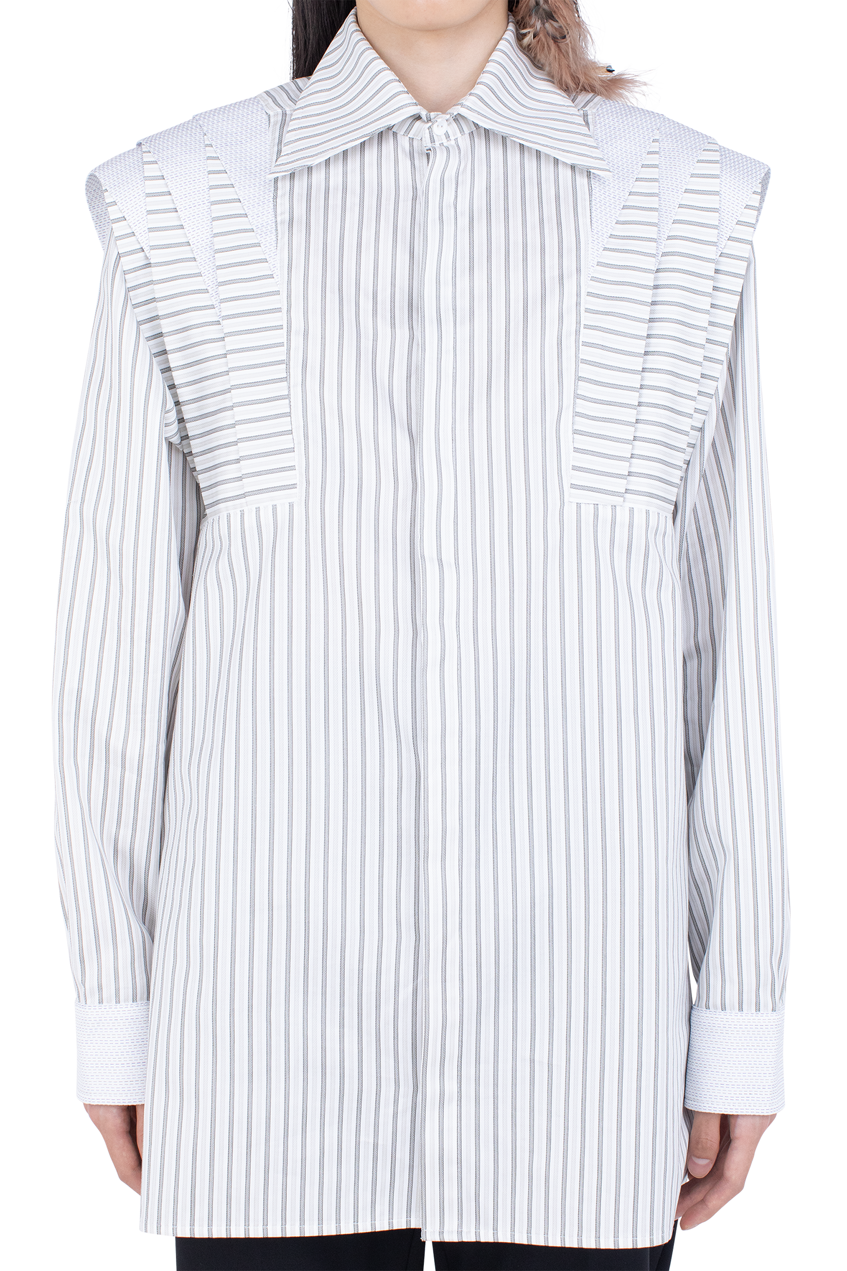 Kiko Kostadinov Shirts HERMEN Shirt chemise Khaki & Beige / White & Navy en coton