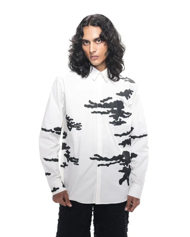 COUNTRYMADE Shirts Burnt Camo Appliqué Shirt, chemise en coton