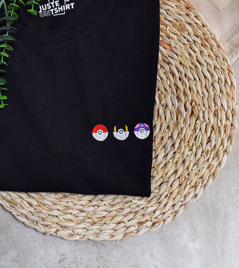 Juste Un T-shirt T-shirts Brodés Pokeball T-shirt blanc en coton bio