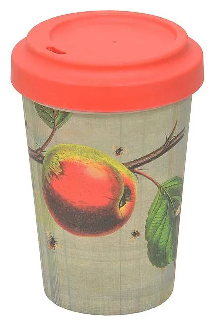 Tranquillo Gobelet en bambou pomme 370 ml avec couvercle