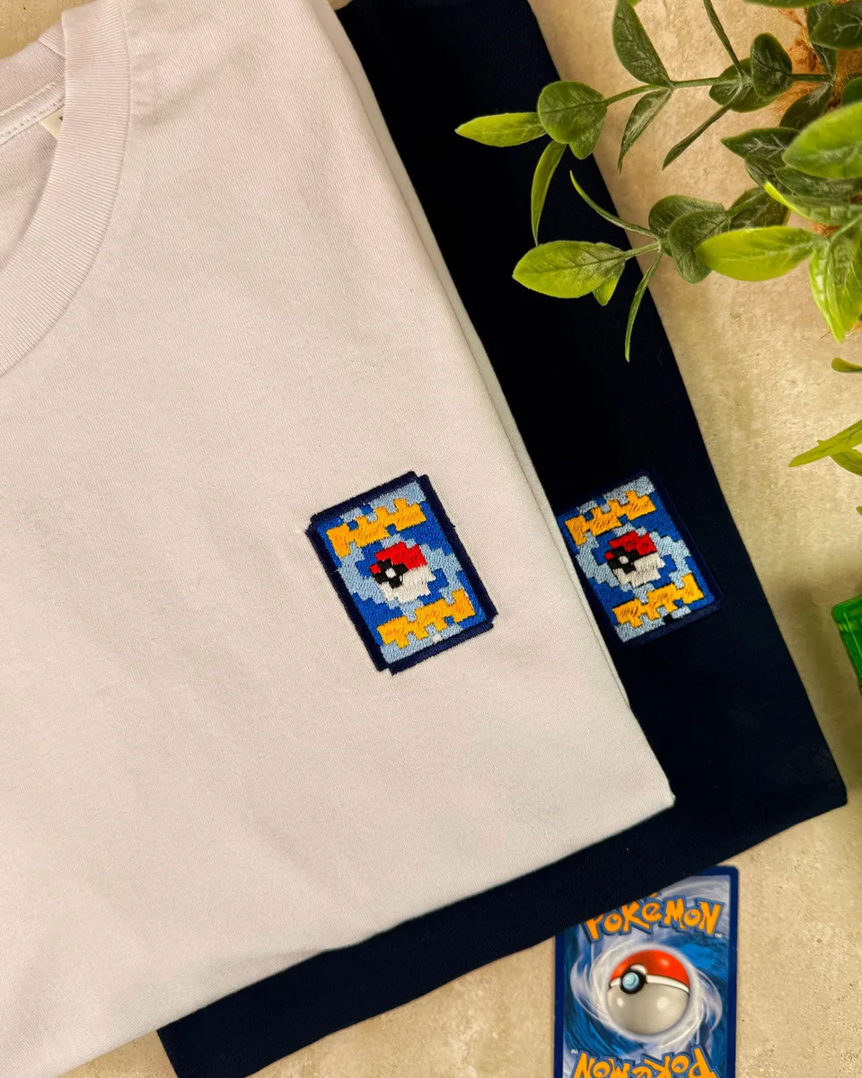 Juste Un T-shirt T-shirts Brodés Poke Carte t-shirt homme blanc coton biologique déstockage