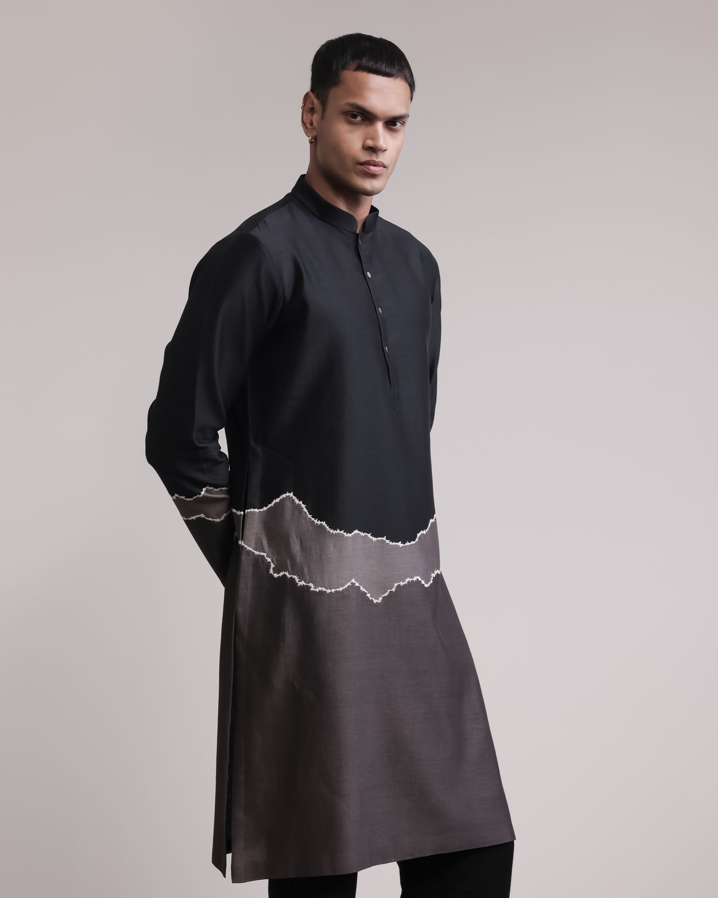 COUNTRYMADE Kurtas Fractured Gradient Patchwork Kurta Set ensemble kurta soie