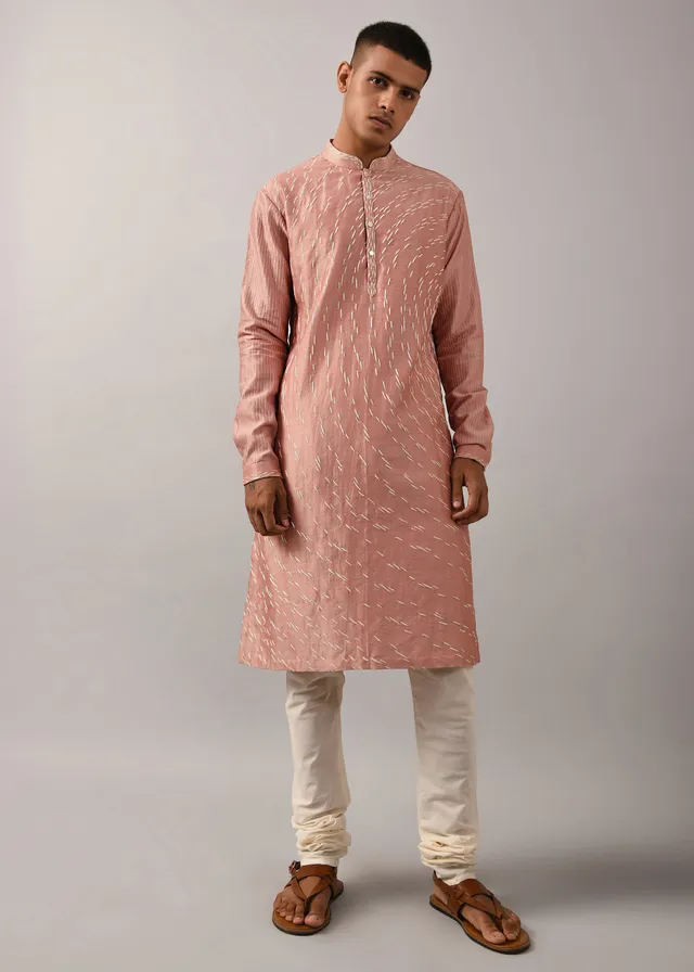 COUNTRYMADE Kurtas Shooting Star Embroidered Kurta Set ensemble kurta rose chanderi