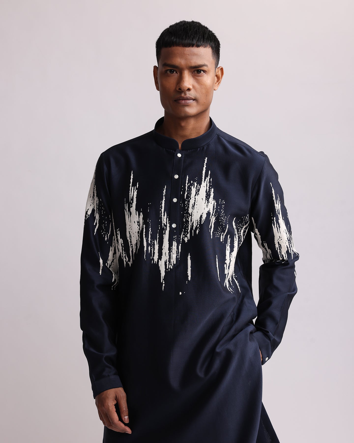 COUNTRYMADE Kurtas Ikat Shadow Hand Embroidered Kurta Set kurta brodé main 2 pièces