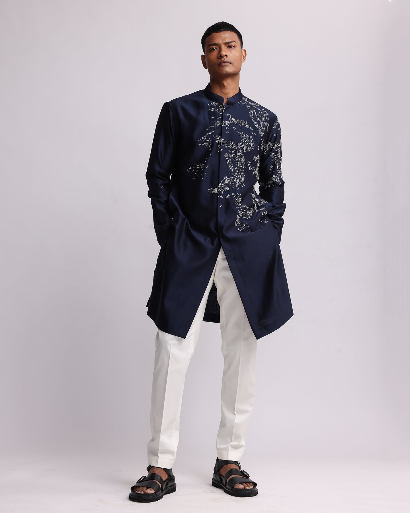 COUNTRYMADE Kurtas Shadow Camo Placement Kurta Set kurta bleu marine 2 pièces brodé
