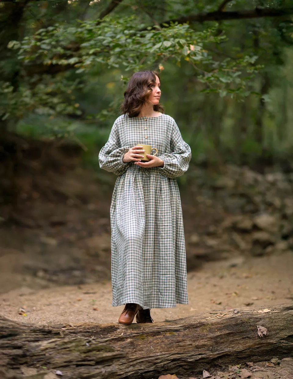 Laumė linen Linen Dresses Rugilė robe en lin à carreaux