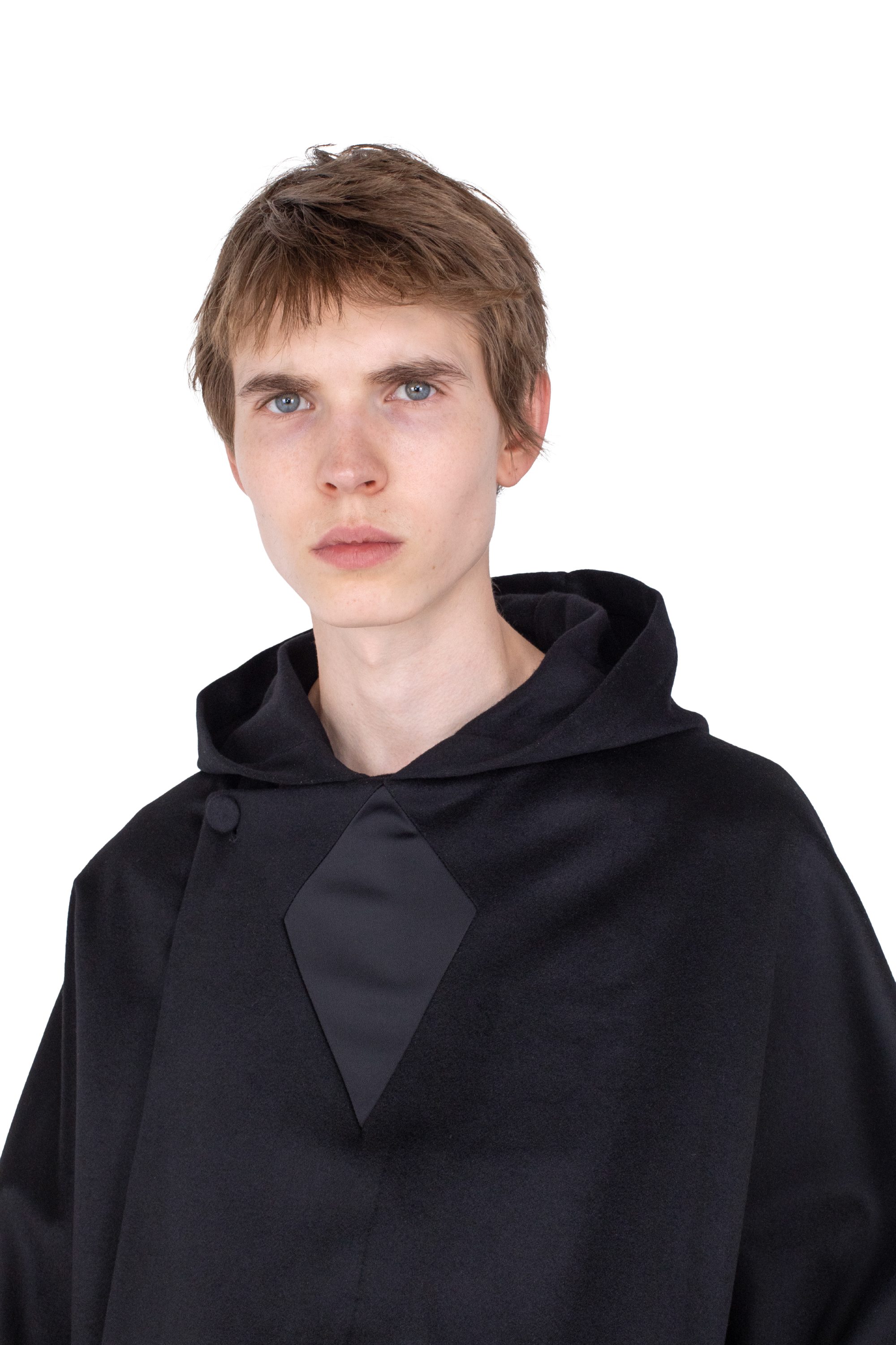 Kiko Kostadinov Outerwear MUNNO Hooded Coat manteau Obsidian Black en laine