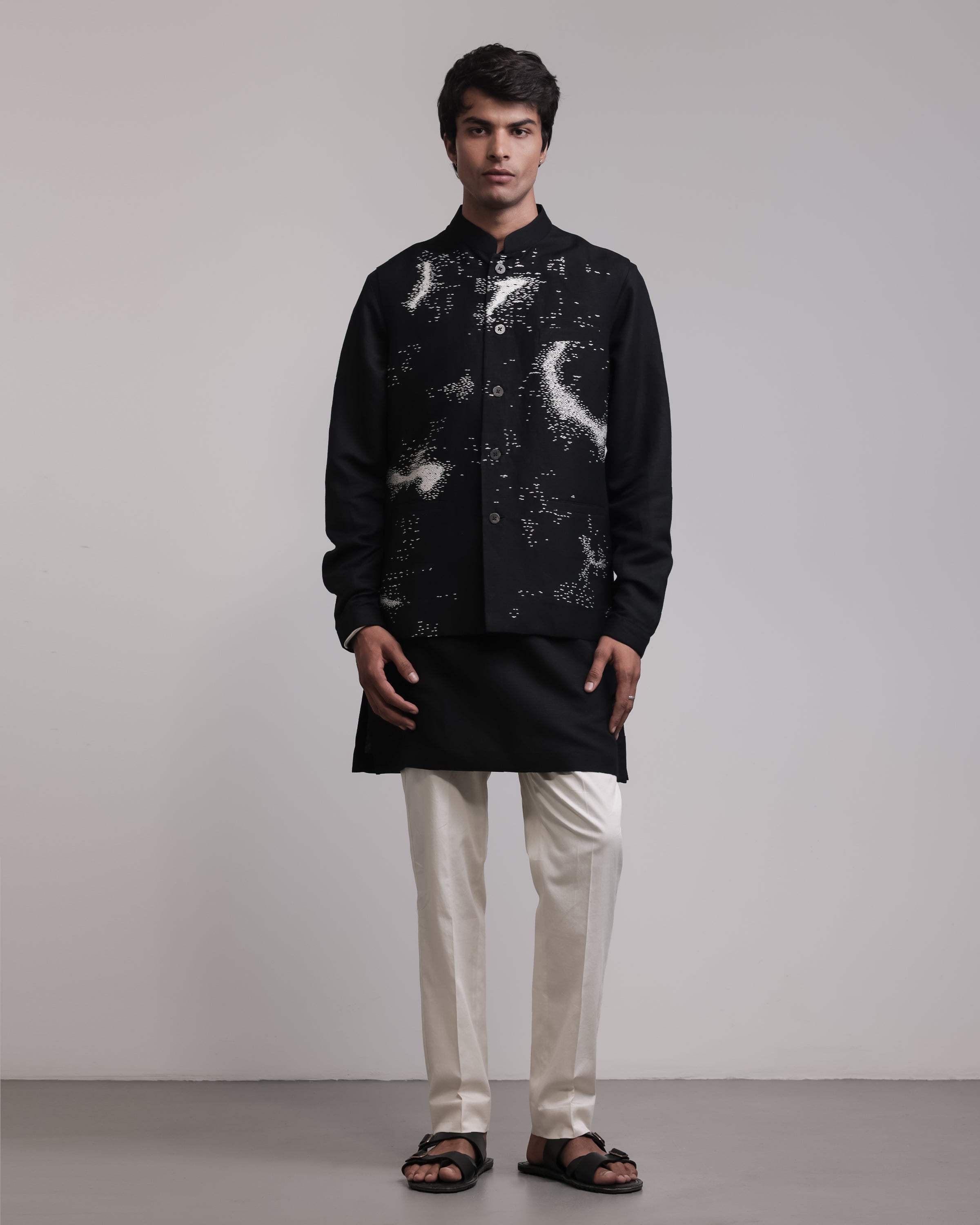 COUNTRYMADE Nehru Jackets Trail Drift Bundi Kurta Set bundi linen