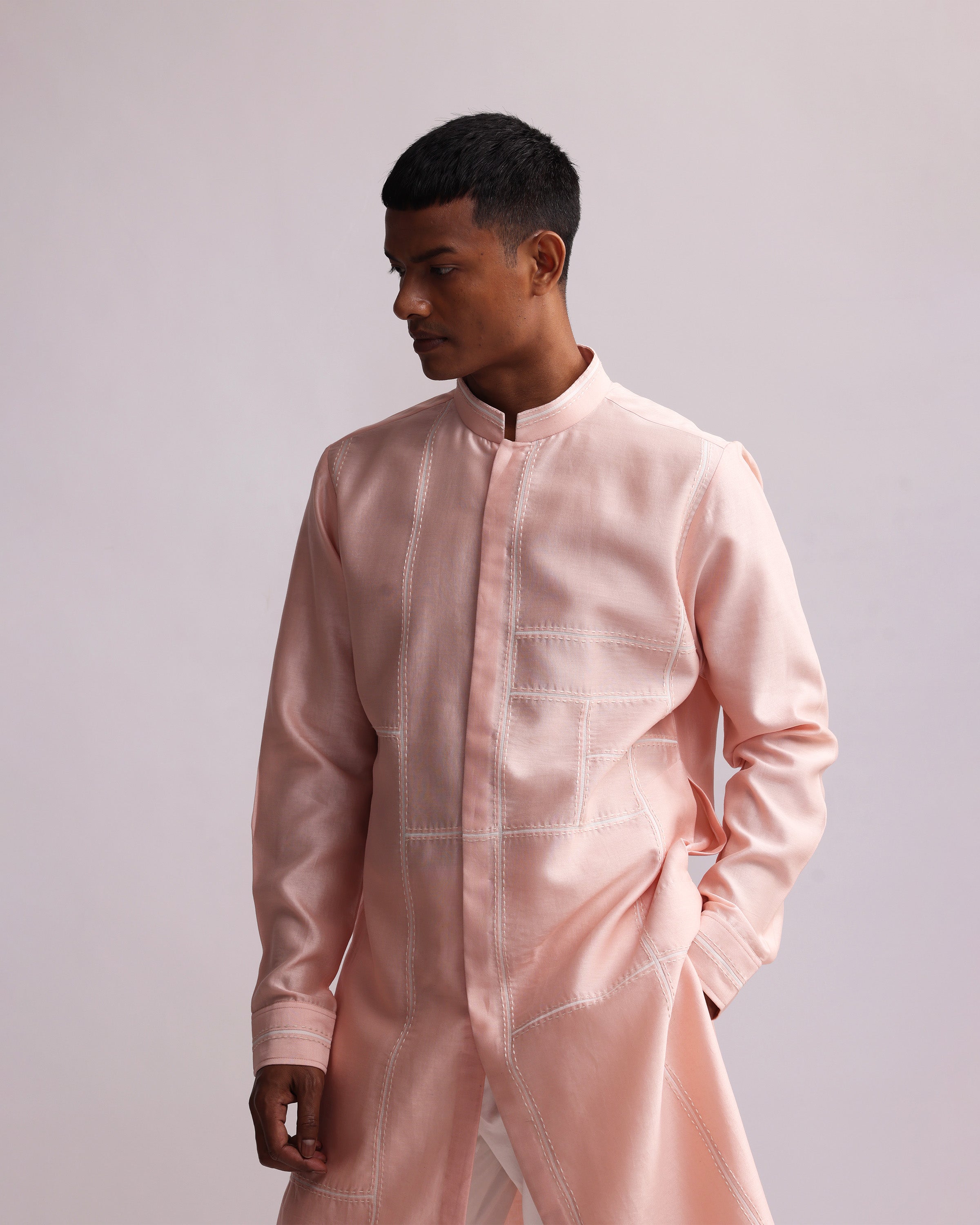 COUNTRYMADE Kurtas BUILDING BLOCKS PATCHED KURTA SET ensemble kurta pêche brodé