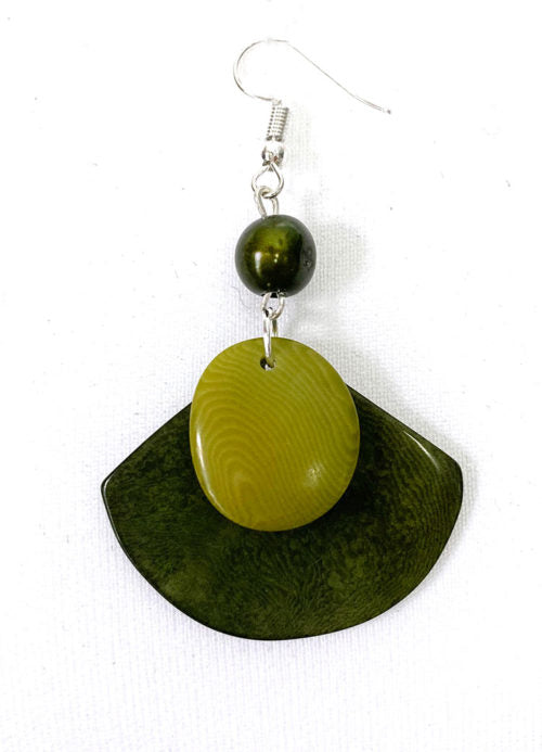 Boucles d'oreilles Valeria en ivoire végétal beige écru bicolores