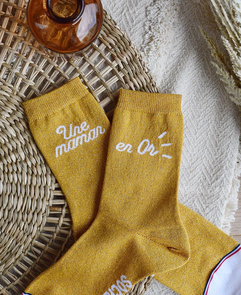 Juste Un T-shirt Chaussettes x Socksocket Maman en OR chaussettes 36/40