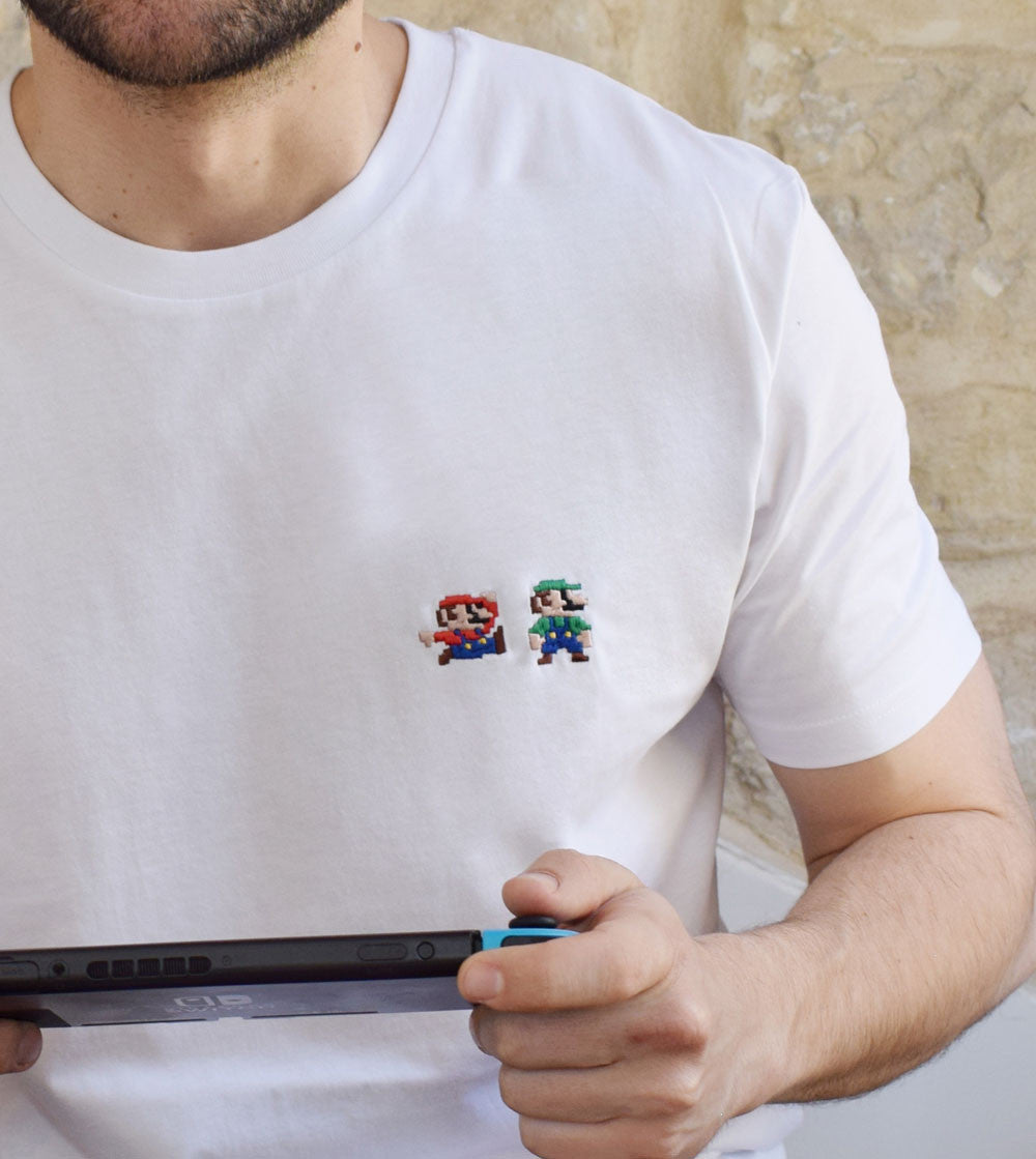 Juste Un T-shirt T-shirts Brodés Mario t-shirt brodé coton bio