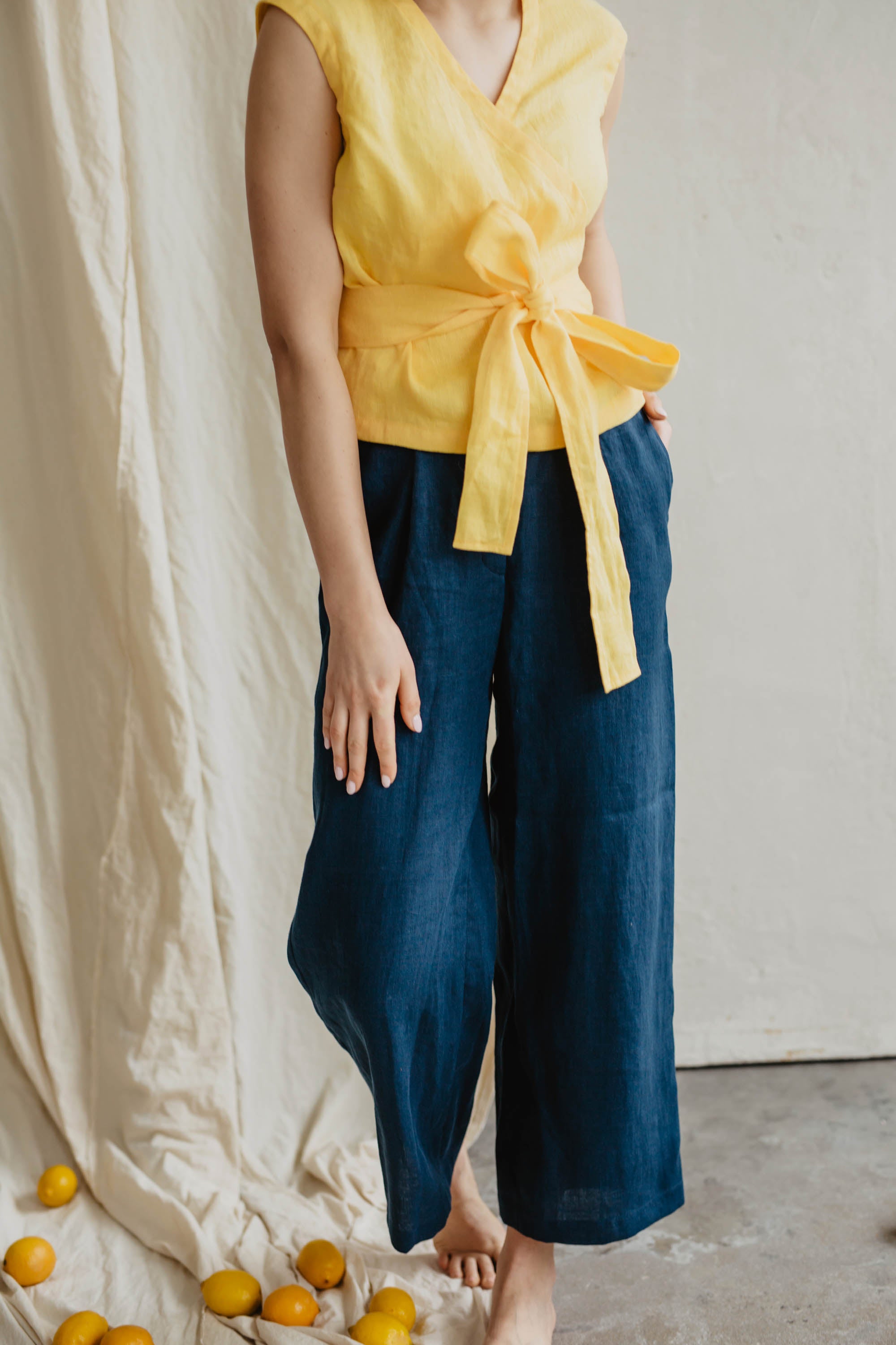 Laumė linen Linen Bottoms Viltė pantalon en lin vert forêt