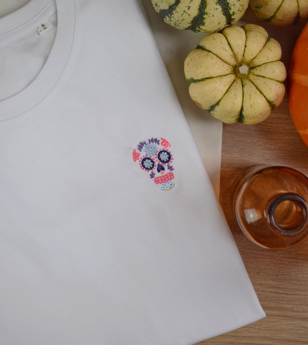 Juste Un T-shirt T-shirts Brodés Dia de los muertos t-shirt brodé