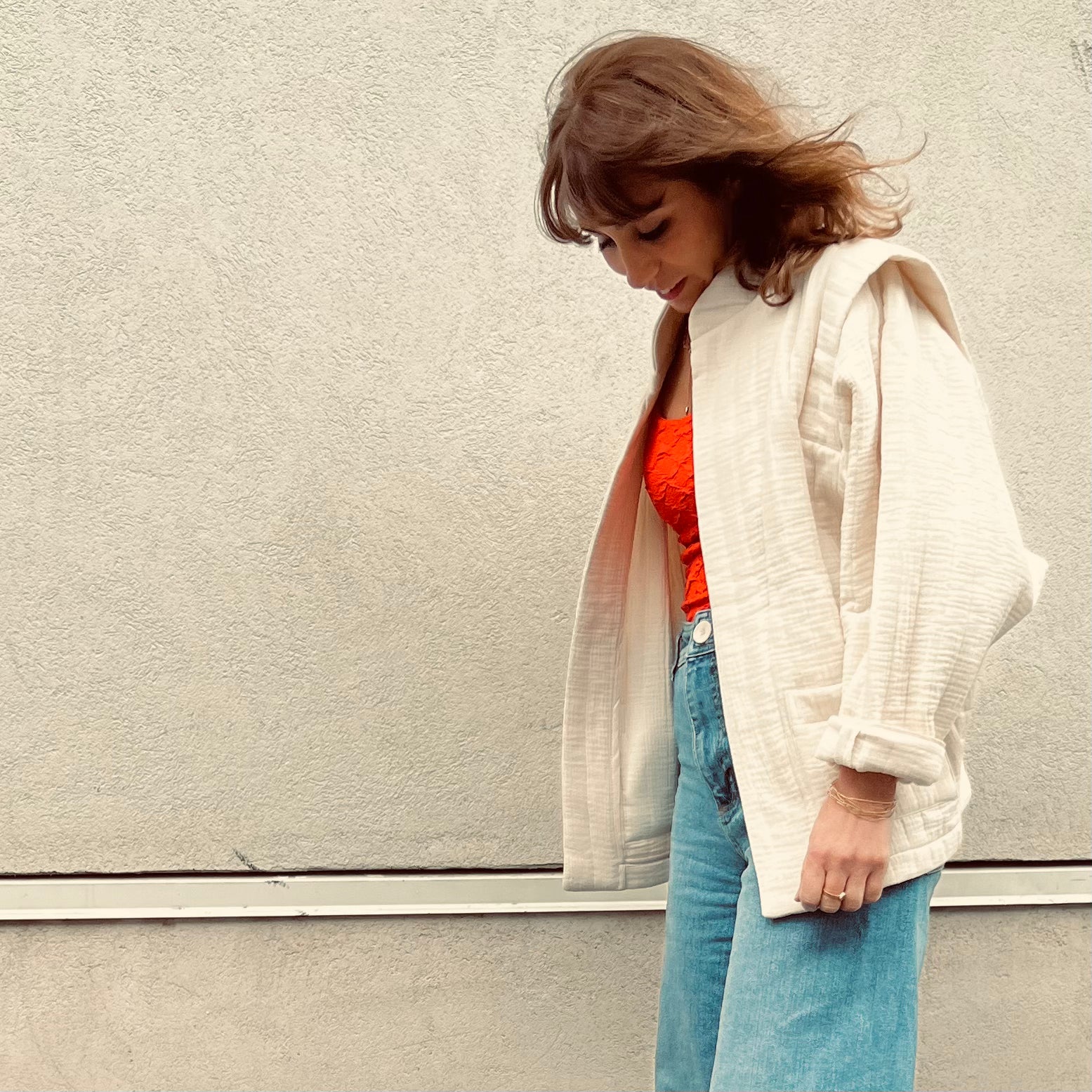 PANTRUCHE Vestes ISADORA veste crème en gaze de coton