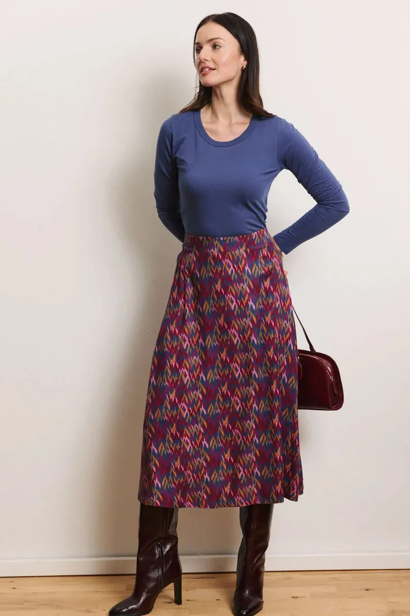 Sourire Multicolore Jupes jupe Cadiiz midi ikat en twill Ecovero rose