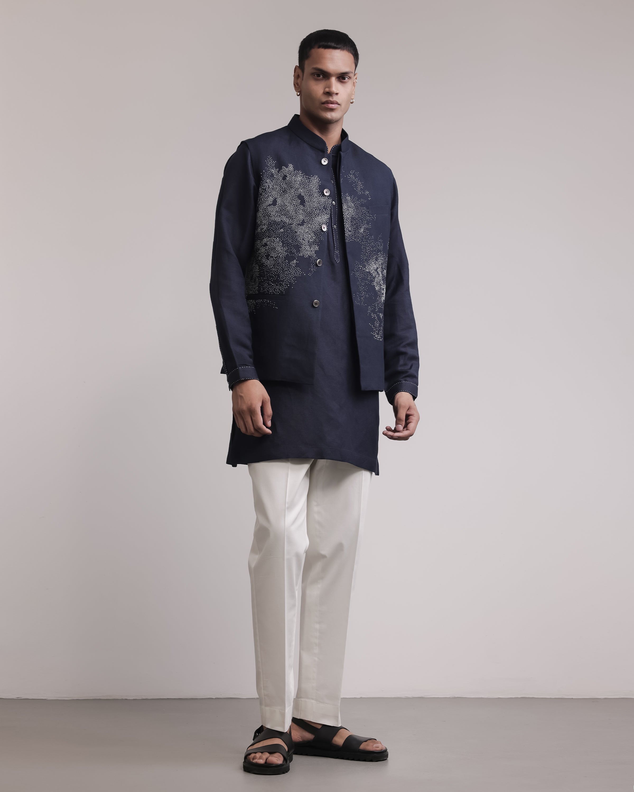 COUNTRYMADE Nehru Jackets Residual Bundi Set ensemble bundi kurta pantalon brodé