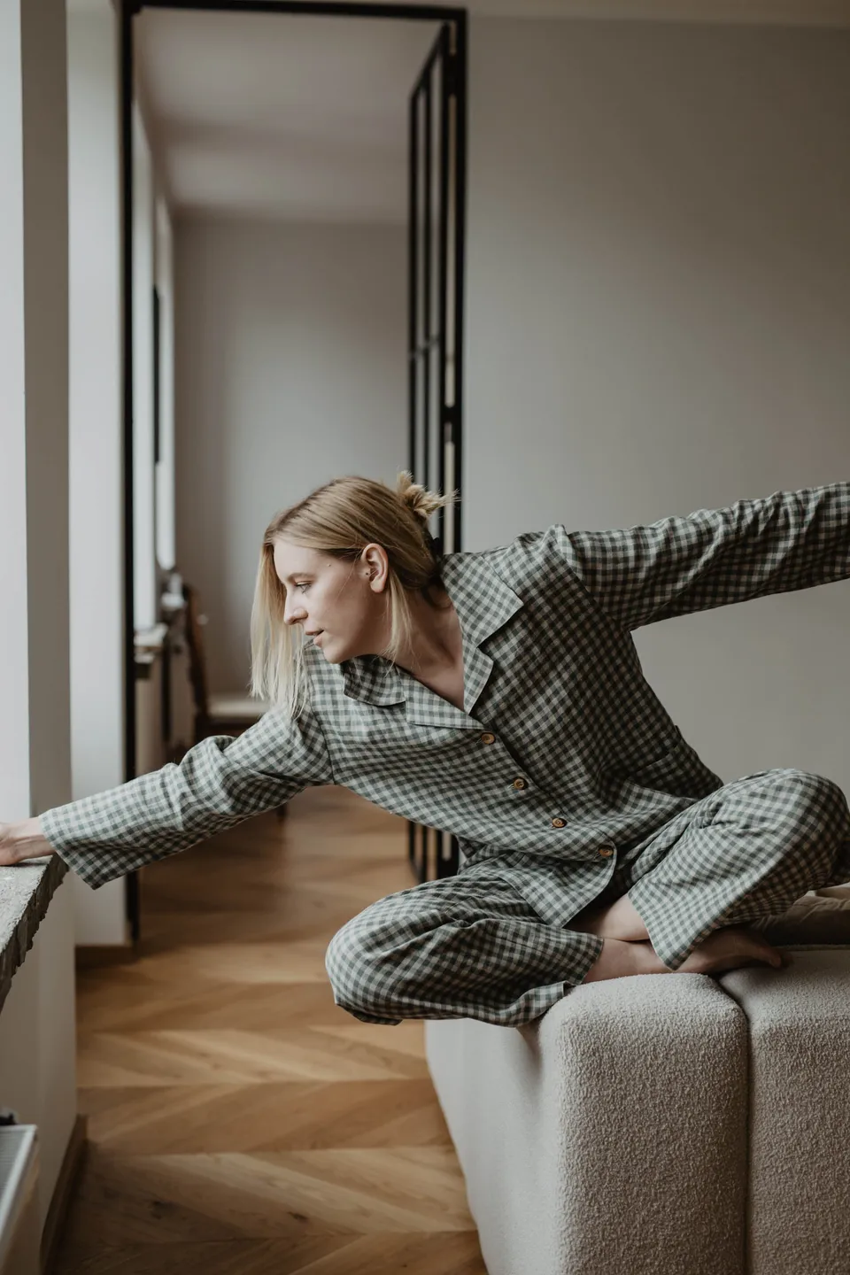Laumė linen Loungewear PRAURIMĖ pyjama en lin femme XS naturel