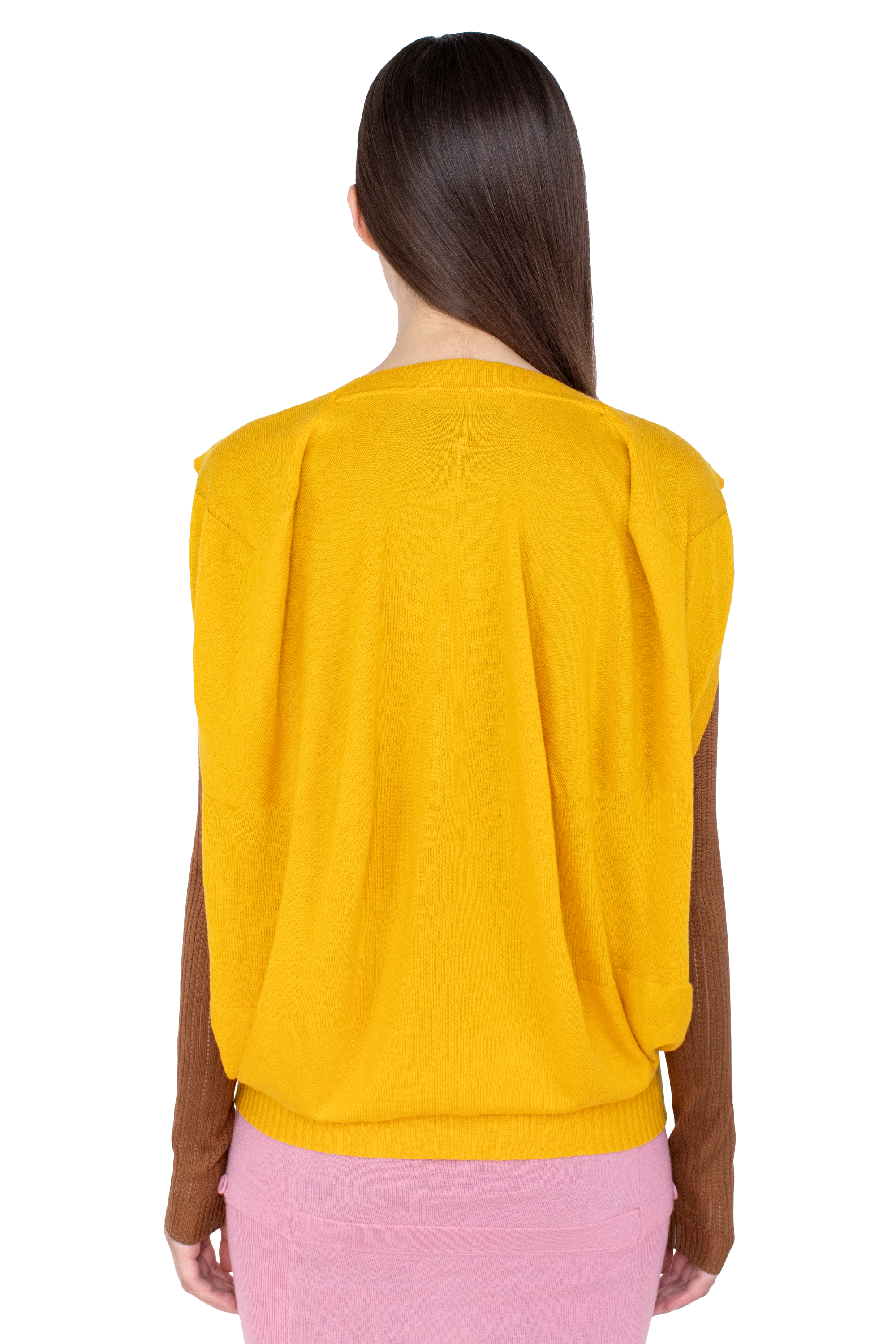 Kiko Kostadinov Knitwear GUILLEMOT Cocoon cardigan jaune et moka en cachemire