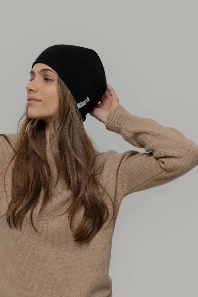 Rifò Bonnets Frank bonnet noir en laine recyclée