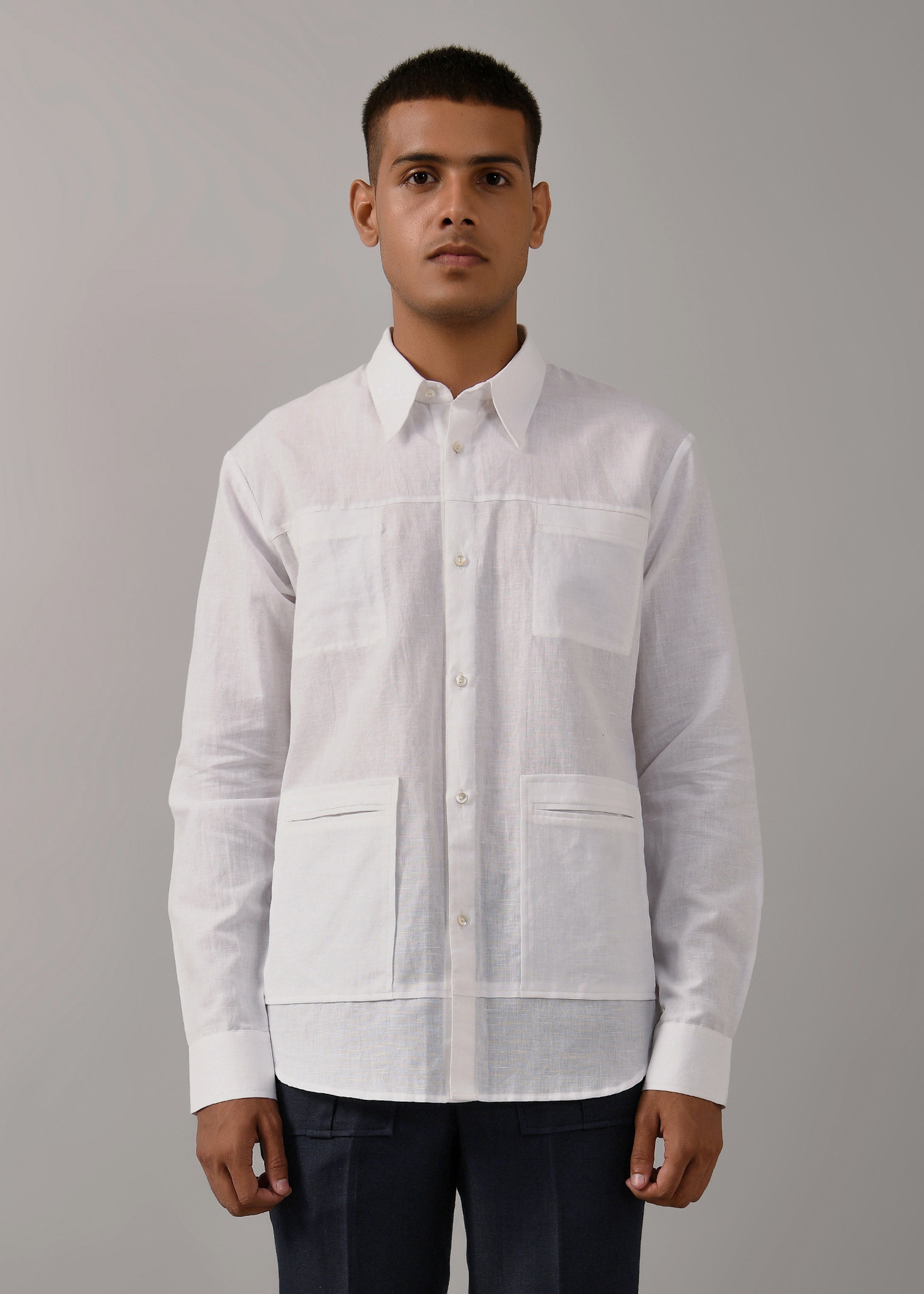 COUNTRYMADE Shirts Classic 4 pocket shirt chemise blanche coton lin 4 poches