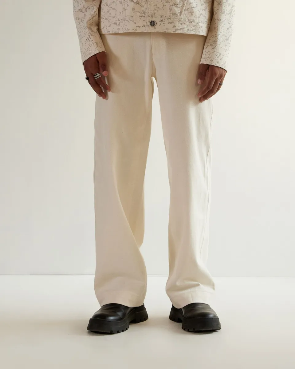 COUNTRYMADE Trousers Relaxed Fit Denim pantalon ivoire coton sergé