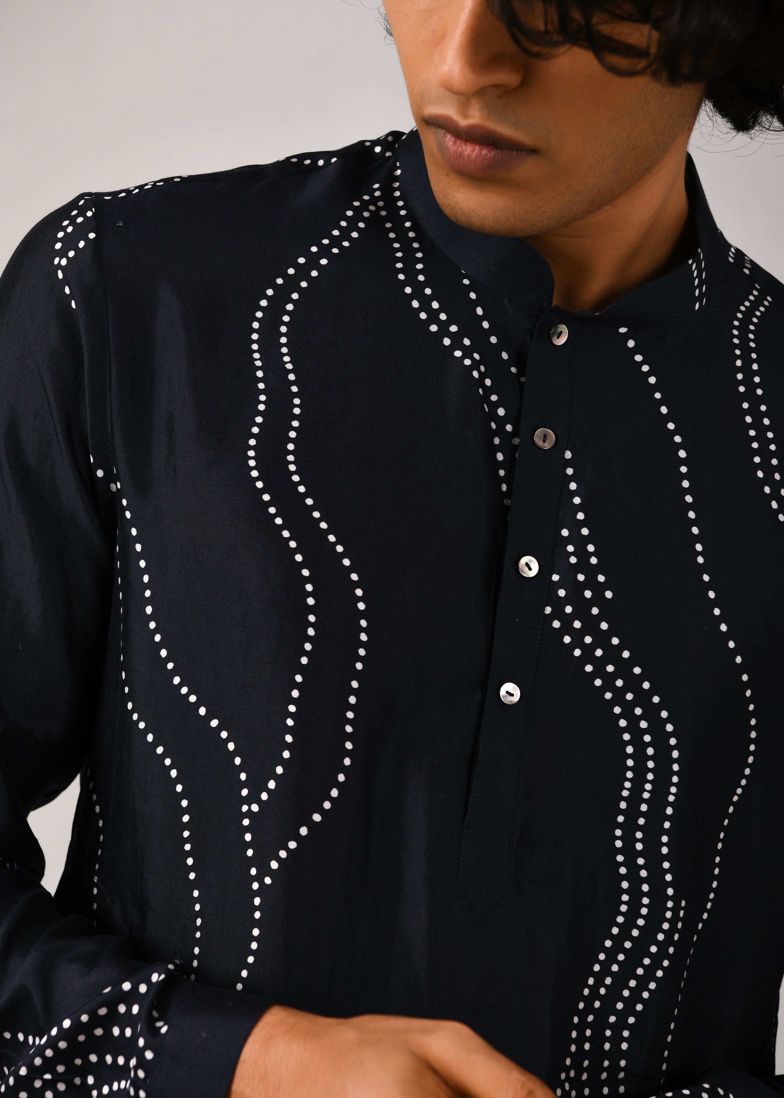 COUNTRYMADE Kurtas Constellation Silk Printed Kurta kurta soie marine