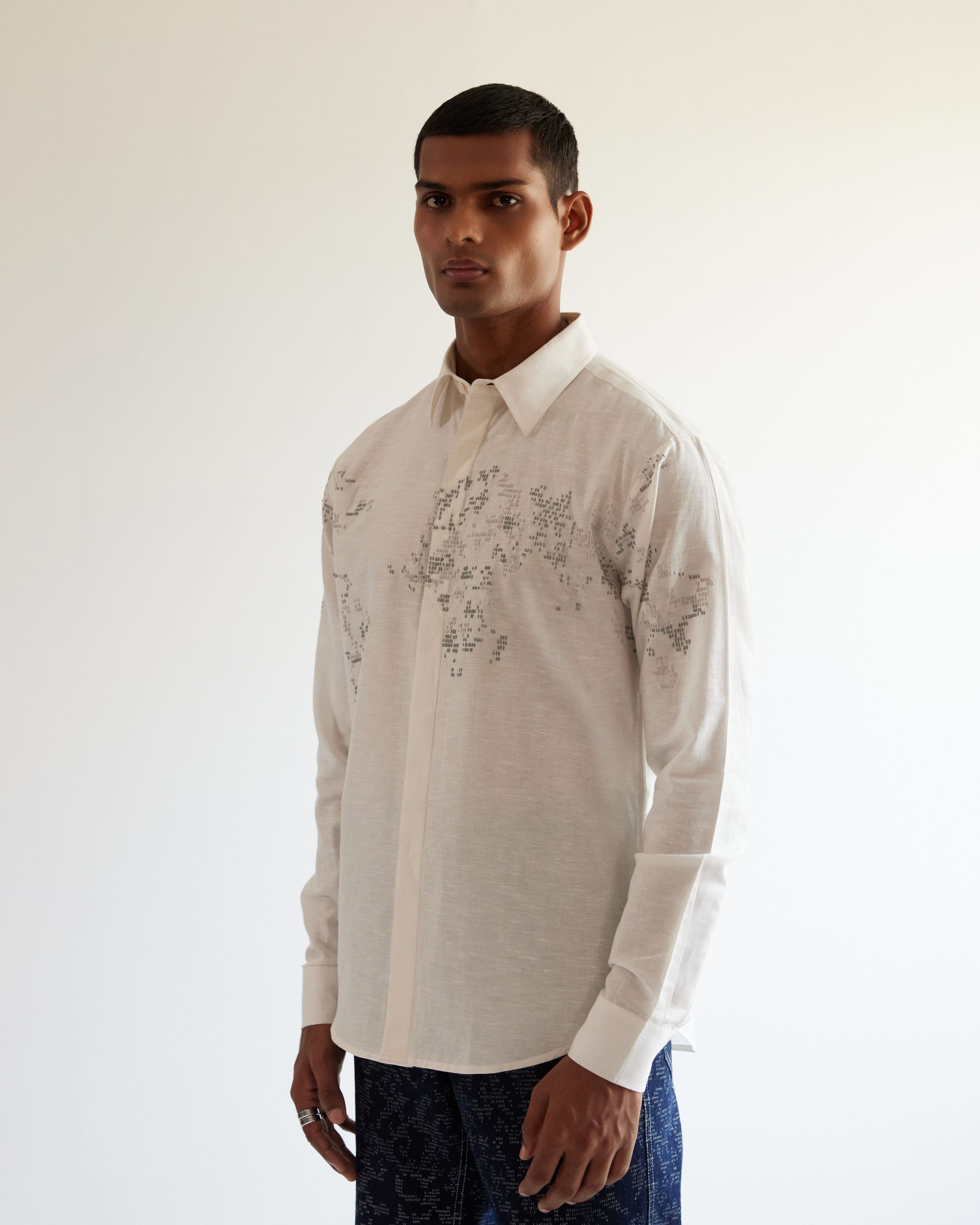 COUNTRYMADE Shirts World Map Shirt chemise ivoire brodée