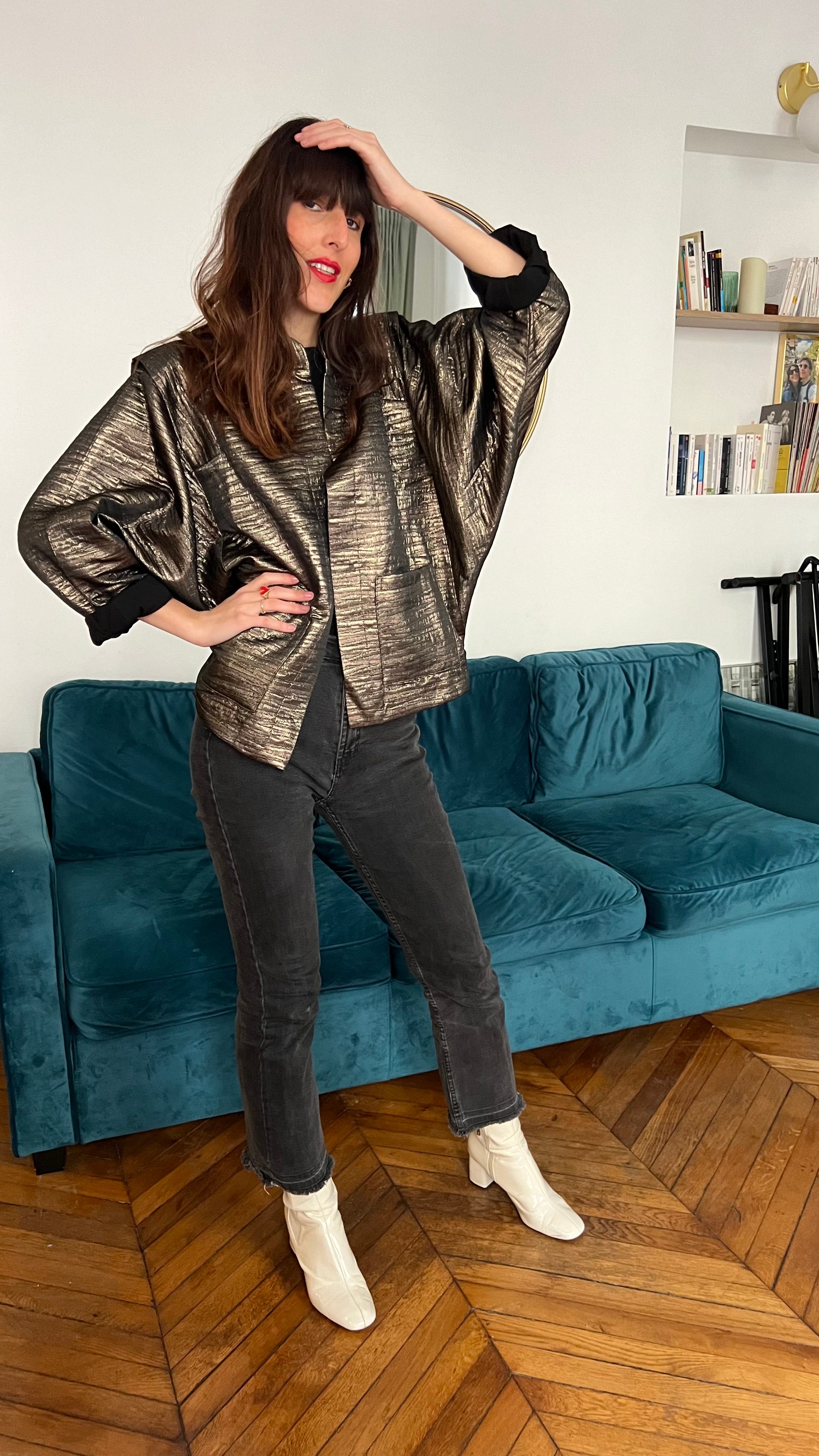 PANTRUCHE Vestes BOWIE veste jacquard dorée doublée lyocell