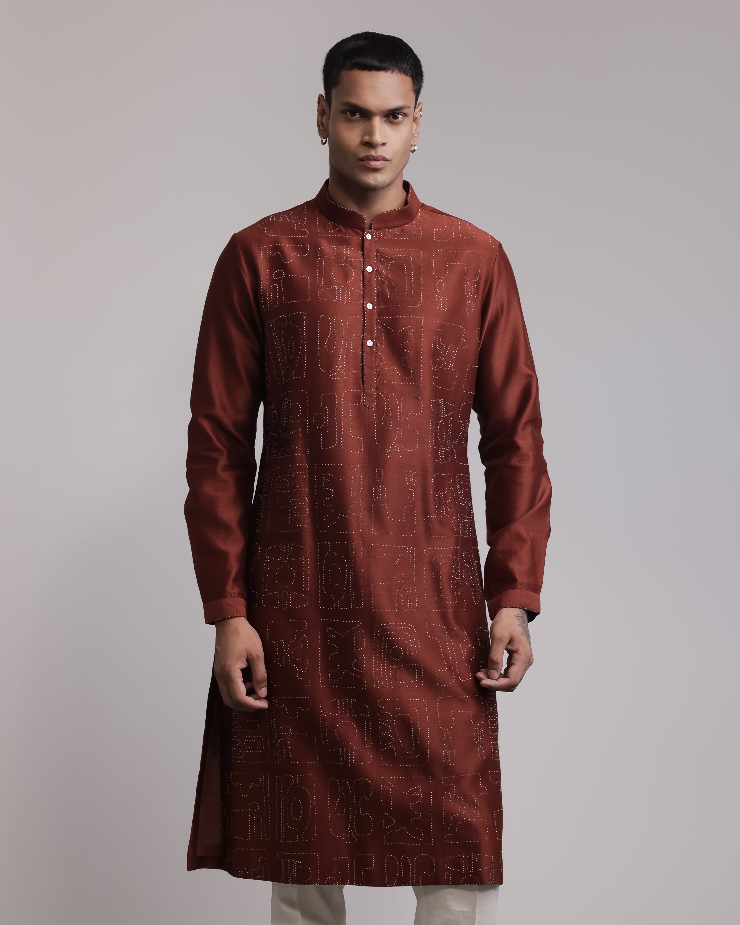 COUNTRYMADE Kurtas Urban Fossil Outline Kurta Set ensemble kurta rouille