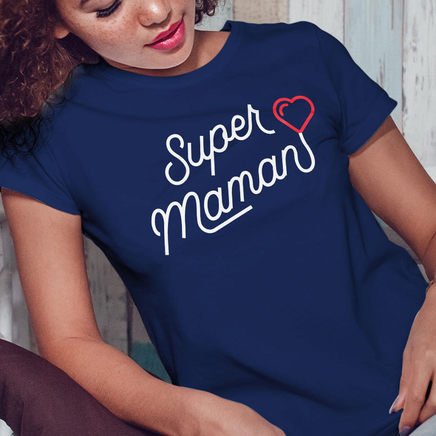 Juste Un T-shirt T-shirts Imprimés T-shirt imprimé Femme Super maman gris chiné