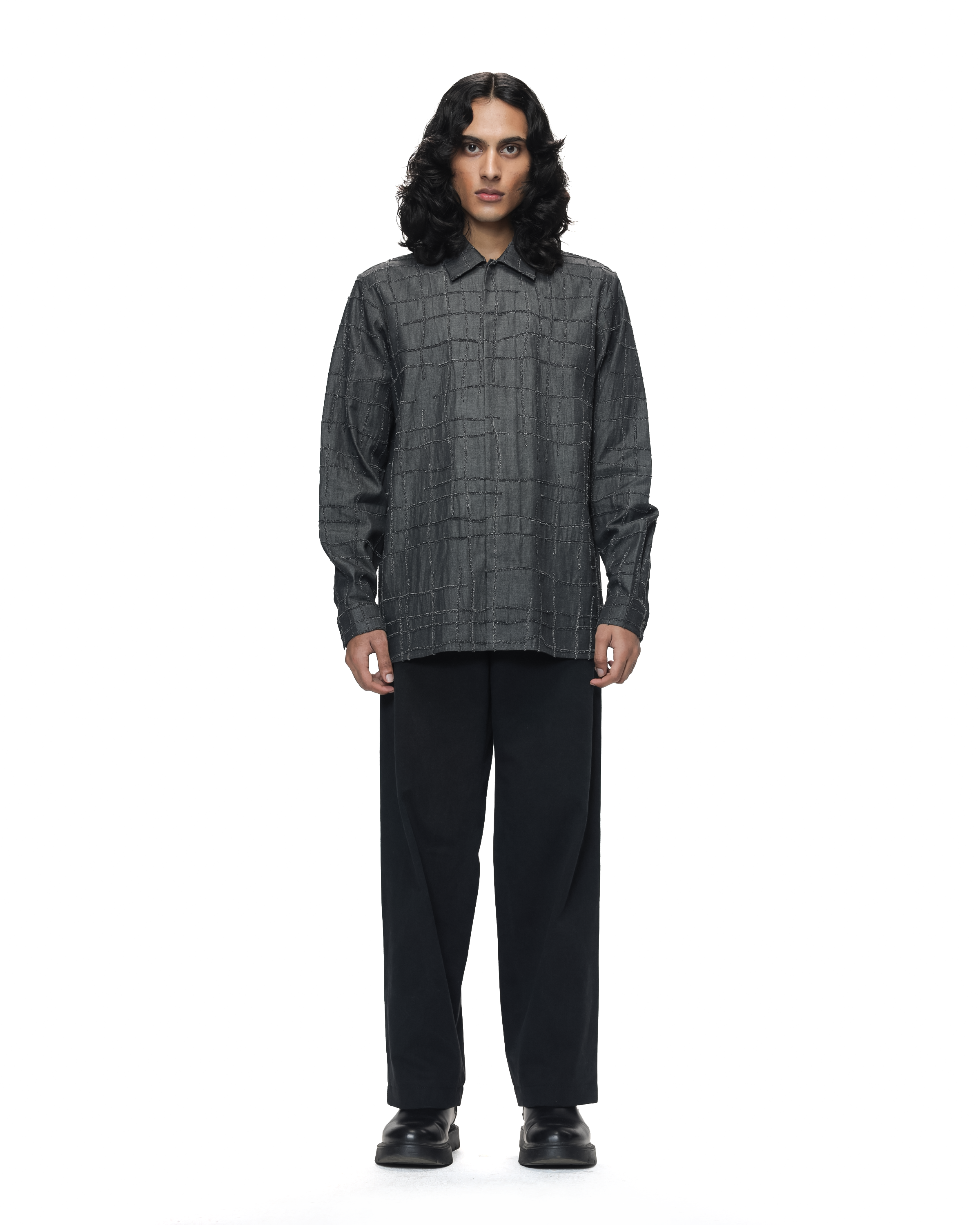 COUNTRYMADE Shirts Broken Plaid Shirt chemise denim coton brodée