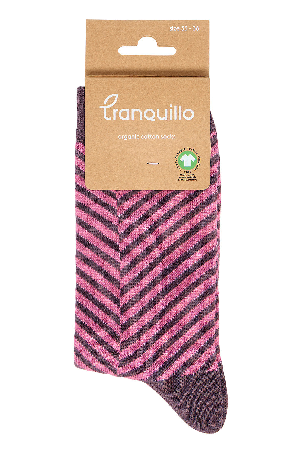 Sourire Multicolore Chaussettes femme rayures en biais roses coton bio 35-38